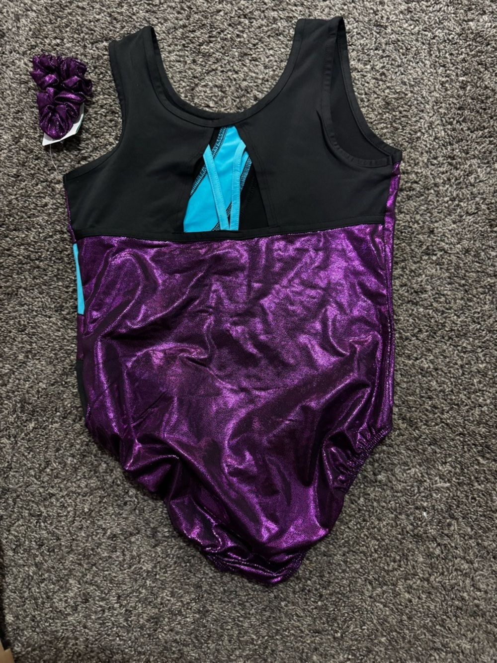 Girls' Purple Metallic One-Piece Swim Suit with Teal Accent